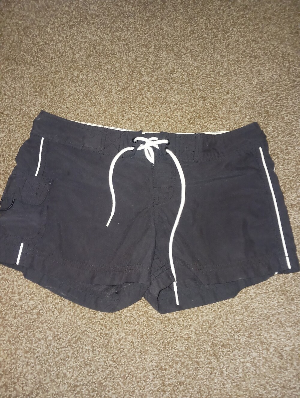 O'Neill Black Athletic Drawstring Shorts with White Trim